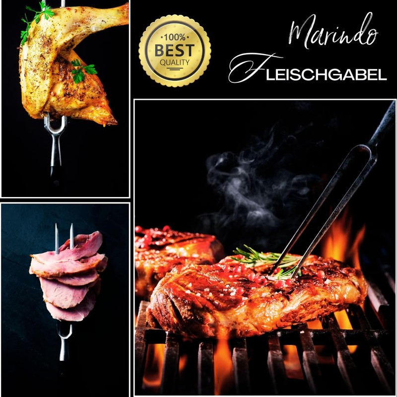Marindo Professional Meat Fork, Stainless Steel, 31.5 cm, Meat Fork