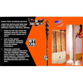 Made in The USA. Eagle Tool US EA10018 Installer Drill Bit, Auger Style, 1-Inch by 18-Inch, 1/4-Inch Shank