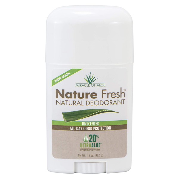 Nature Fresh Natural Deodorant | Natural Formula | No Aluminum or Harsh Chemicals | Long Lasting Odor Control | Unscented | 20% Pure UltraAloe Aloe Vera Gel | Cruelty-Free | 1.5 oz stick
