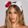 JazSwirl Plush Cat Ears Headband, White Cat Ear Headbands with
