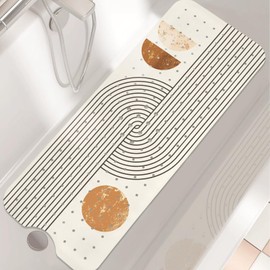 Non Slip Bathtub Mat, Bohemia Bath Mat for Tub, Extra Long Bathtub Mat Shower Mat with Suction Cups and Drain Holes for Elderly Kids Toddler Baby 40 X 16 Inch