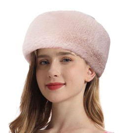 Trifolium Winter Faux Fur Headband for Women Fancy Ear Warmer with Stretch Fluffy Elastic Hair Band (One Size Rubber Pink Rabbit)