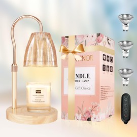 Honvinor Candle Warmer Lamp with Timer & Dimmer, Candle Warmer Height Adjustable, Fits All Jar Scented Candles, Candle Lamp with 3 Bulbs, Charming Gift Box with Ribbon for Gifting