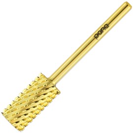 PANA 3/32" Shank Size - Flat Top Large Barrel Gold Carbide 2X Coarse Grit - Nail Drill Bit for e-File Nail Drills
