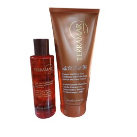 Terramar Kit para Cabello Cobrizo, Acondicionador Matizador 200g y Aceite Protector del Color 98ml, con Aminoácidos y Extractos de Argán