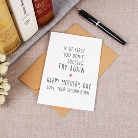 CJ&M IF AT FIRST YOU DON'T SUCCEED Funny Mother's day card, Funny card for mum, Card for mom, Mothers day card, Funny card, card for her, funny sibling card, second born child,Mother's Day Card From
