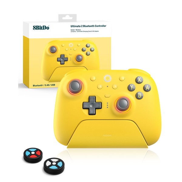 8Bitdo Ultimate 2 Bluetooth Controller (TMR Joystick Update), RGB Fire