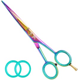 Candure Hairdressing Scissors Premium Hair Cutting Scissors Professional Hair Scissors with Extra Sharp and Precise Cuts Rainbow Hairdressing Scissors for Men, Women and Adults 6.5 Inches