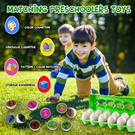 LOOIKOOS Matching Egg Toy Set - 12 Play Eggs Toddler Toys - Educational Color and Number Recognition Skills -Learning Egg Game Puzzle for Toddlers