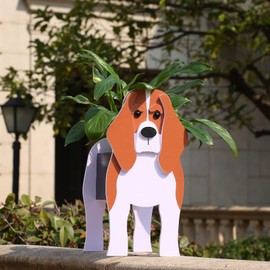 Fitcho Beagle Gifts for Women,Beagle Dog Planter Outdoor Plant Pot,Cute Dog Flower Pots for Garden Decoration,Birthday Gifts for Women,Plant Container Holder Small Beagle