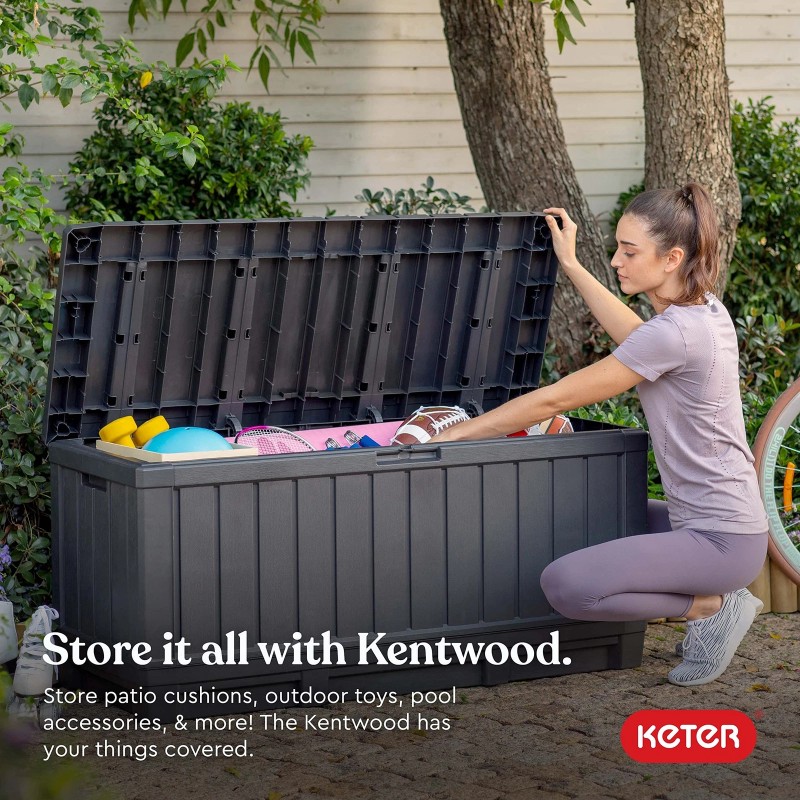 Keter Kentwood 92 Gallon Resin Deck Box-Organizati