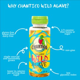 Chantico Agave Organic Sweetener (333g of each, 4 pack, Wild), Diabetes-friendly, Vegan Sugar substitute, Easy addition to tea, coffee and baked goods, Non-GMO, Kosher