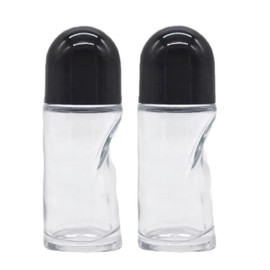LNYMZD 2Pcs 50ml Glass Essential Oil Roller Bottles Refillable Roll on Bottles Empty Deodorant Bottle Containers Rollerball Bottles Beauty and Personal Care Tools for Fragrance Cosmetics (Black)