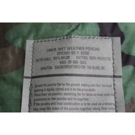 Winston Salem Industries for the Blind New Genuine US Military Surplus USGI Woodland Camo Poncho Liner Woobie Blanket