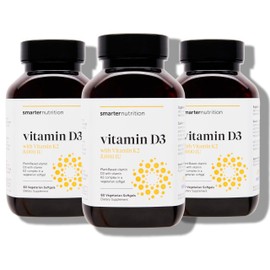 SMARTERNUTRITION Vegan Vitamin D3 5000 IU + Natural Vitamin K2 1100 mcg in Organic Coconut & Olive Oil - D3 K2 Supplement for Immune & Bone Support - 180 Softgels[90 Day Supply]
