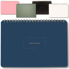 Merely Home | Durable & Sleek | Undated Daily Planner and Weekly Planner | 8.25" x 11.75" | To Do List Notebook for Work | Simple Design | Multiple Layouts | Planner and Notebook in One | Navy - Daily Planner - Landscape