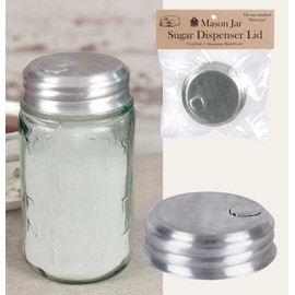 SIMPLY HOMEADE Mason Jar Sugar/Salt/Spice Dispenser Lid Kitchen Supplies, 2 3/4" diameter 1 1/4" tall, Silver