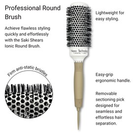Round Hair Brush for Professional Blow Drying - Ceramic Ionic Thermal Barrel Brush for Blowouts and Precise Styling - Lightweight (1.7 Inch)