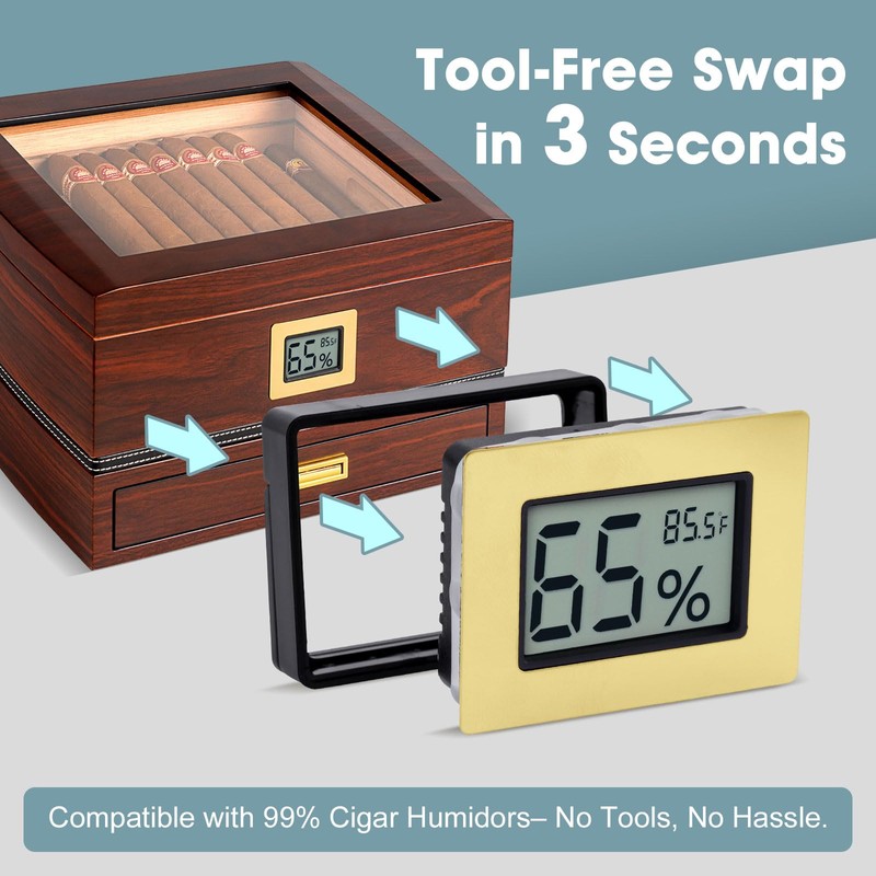 Digital Hygrometer Thermometer for Humidors & Home Use - High