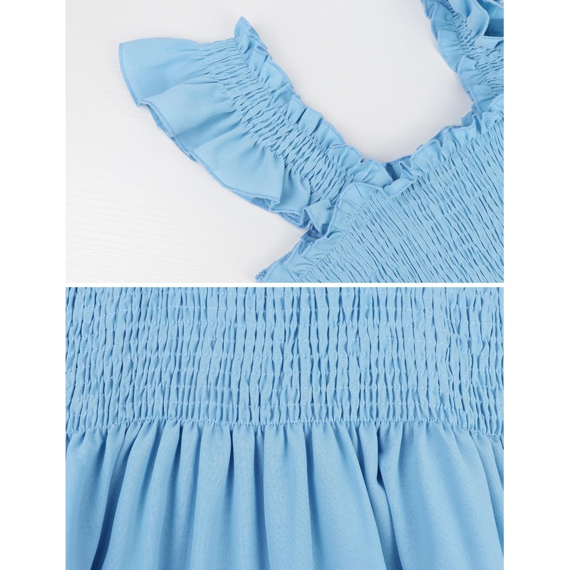 ROYLAMP - Vestido de verano para mujer, con volantes, cuello