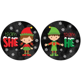 Elf Gender Reveal Party Stickers - 40 Labels, Team He or Team She, Christmas Themed 'What The Elf are We Having?' Holiday Gender Reveal Decorations