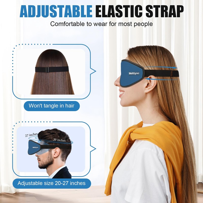 WellSync Sleep Eye Mask for Men Women,Zero Pressure 3D Blackout