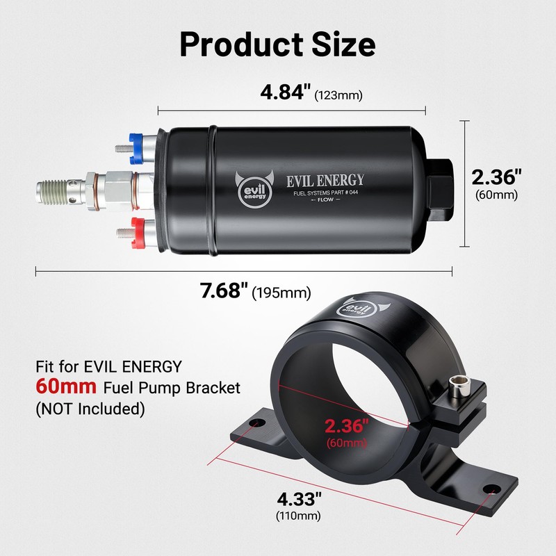 EVIL ENERGY External Inline Fuel Pump Electric 300LPH High Flow