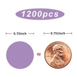 Yeachlaing 1200 Pieces 0.75 Inch Round Color Coding Label Garage Sale Stickers Blank Yard Sale Price Stickers Permanent Adhesive Dots Stickers,Easily Writable with Perforation Line (Purple)