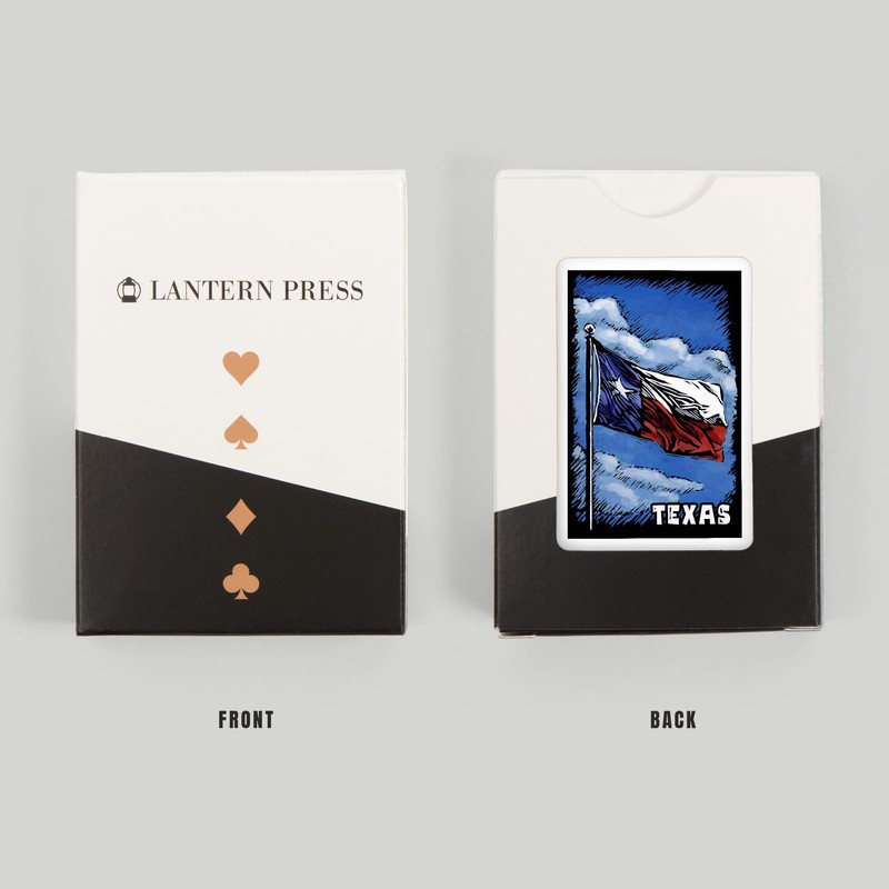 Lantern Press Texas Flag, Scratchboard (52 Playing Cards, Poker Size