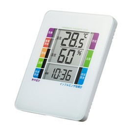 Sanwa Supply CHE-TPHU2WN Digital Thermo-Hygrometer with Flu & Heatstroke Display (Warning Buzzer Setting)