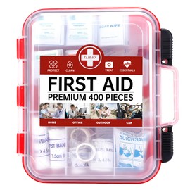 TLIEAO 400 Pieces All-Purpose First Aid Kit - Organized Dual-Layer Wall - Professional Medical Kit for Home, Car, Camping, Travel, Office, Outdoor, Business & Sports