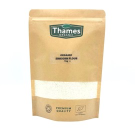 Organic Einkorn Wholemeal Flour-Certified Organic, Non-GMO, Vegan, No Additives, No Preservatives, Resealable Bag by Thames Organic 500g