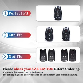 OFF WE GO for Chevy Key Fob Cover with Leather Keychain, Soft TPU Key Fob Case for Chevy Malibu Traverse Equinox Cruze Sonic Volt Spark Bolt Blazer Camaro Impala Trax Tahoe (Silver Black)