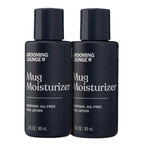 Grooming Lounge Mug Moisturizer Face Lotion - Lightweight, Oil-Free Cream - Refreshing and Hydrating - Eliminates Itchiness and Flaking - Ideal for Everyday Use - No Paraben or Sulfate - 2 pack
