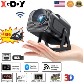 XGODY 4K HD Smart Projector Android LED 5G WiFi Bluetooth HDMI USB Office Home Theater