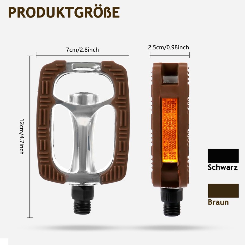 Bicycle Pedals, Classic Bicycle Pedals for City/Trekking with Non-Slip Fixed