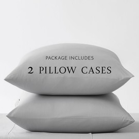 Linen Closet Luxury Cotton Percale King Pillowcases, Set of 2, Light Grey
