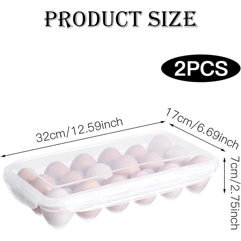 2 Pack Egg Holder, Fridge Storage Containers, Egg Storage for