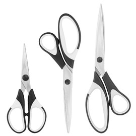 NICEIN Set of 3 Stainless Steel Scissors, Super Sharp Household Scissors, Comfortable Handle, Craft Scissors, Left-Handed Scissors, Suitable for Left and Right Hand, for Home, Office, DIY