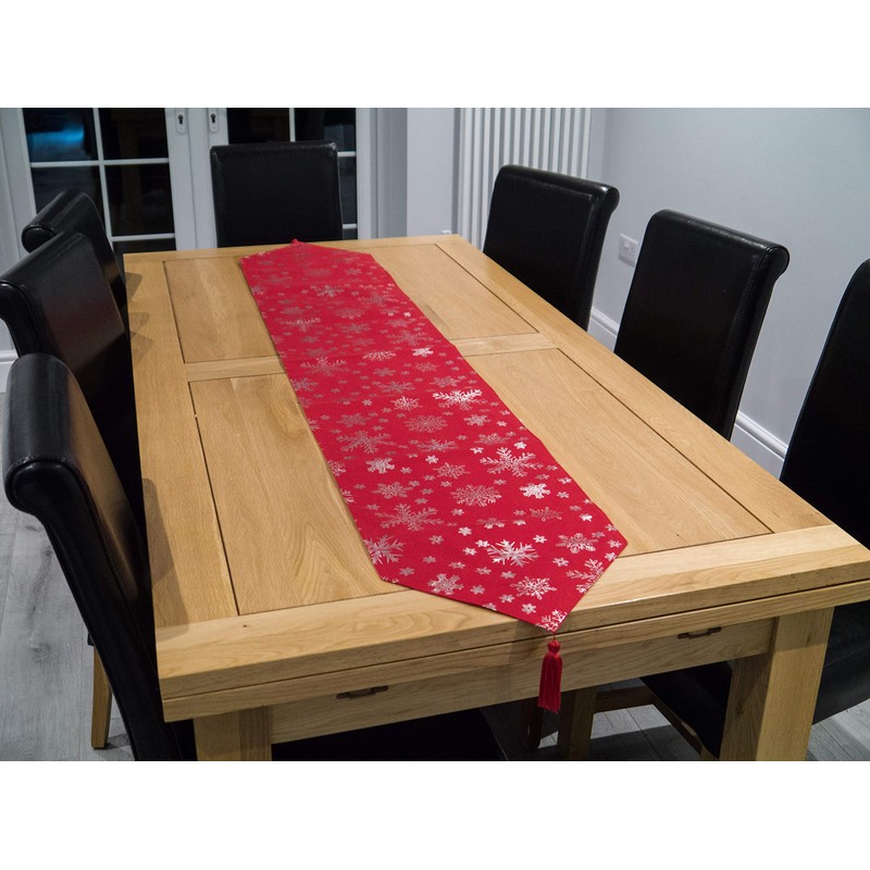 Lex's Linens Christmas Red Table Runner With a Silver Metallic