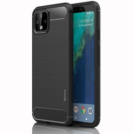 TECHGEAR Pixel 4 Case [Stealth Case] Flexible, Shockproof, Ultra Slim, Soft TPU Protective Shell Cover with Carbon Fibre Detailing Designed For Pixel 4