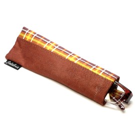 Calabria 743 Designer Reading Glasses w/Matching Case in Brown Plaid +1