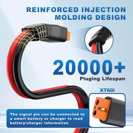 baluoqi Solar Panel Connector to XT60i Connector Cable 50FT, 12AWG Solar Charge Extension Cable (Plug Female) Cable for RV Folding Solar Panel, Portable Power Station, Solar Generator