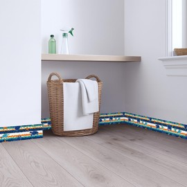 IOHEFY Southwest Style Wallpaper Border 196x4 Inch Peel and Stick Wall Border Blue Orange Geometric Pattern Removable Vinyl Wall Trim Kitchen Living Room Home Decor