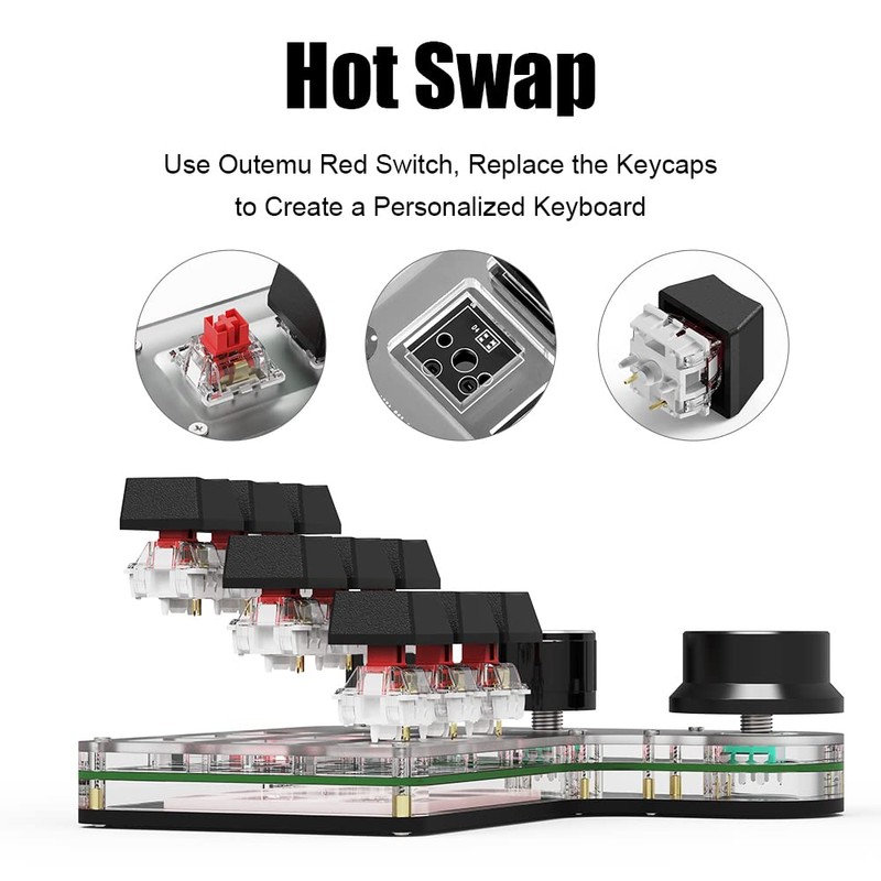 BRIMFORD Macro Programmable Keypad, One Handed Custom 2.4 G Programmable