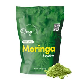 OMG! Superfoods Organic Moringa Powder - 100% Pure, USDA Certified Organic - Good Source of Calcium, Iron, Vitamin A, Vitamin E & More! - 15.5 Ounces (1 Package)