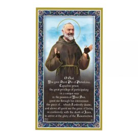 WJ Hirten Padre Pio Wood Plaque with Prayer, 9" x 5", Made in Italy, Wall Hanging