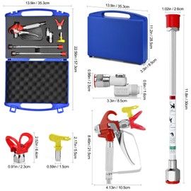 7PCS Airless Paint Sprayer Gun Set with 3600 PSI Airless Paint Sprayer Gun,1 Nozzle Guard,1 Reversible 517 Spray Tips,2 Extension Wand,1 Swivel Joint and Spraying Equipment Storage Box