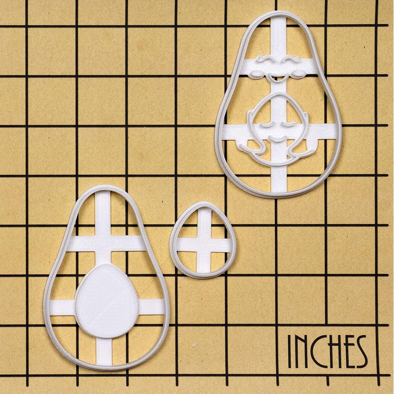 Set of 2 avocado cookie cutters. Bakerlogy