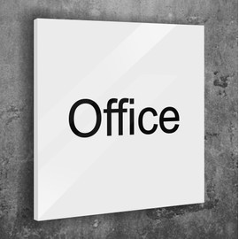 Türschild Office Weiß Matt Selbstklebend UV Druck 12 x 12cm - 3mm Aluverbund - Made in Germany Art.Nr. W 2055